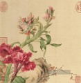 Lang schimmernde Vögelen und Blumen traditioneller chinesischer Herkunft